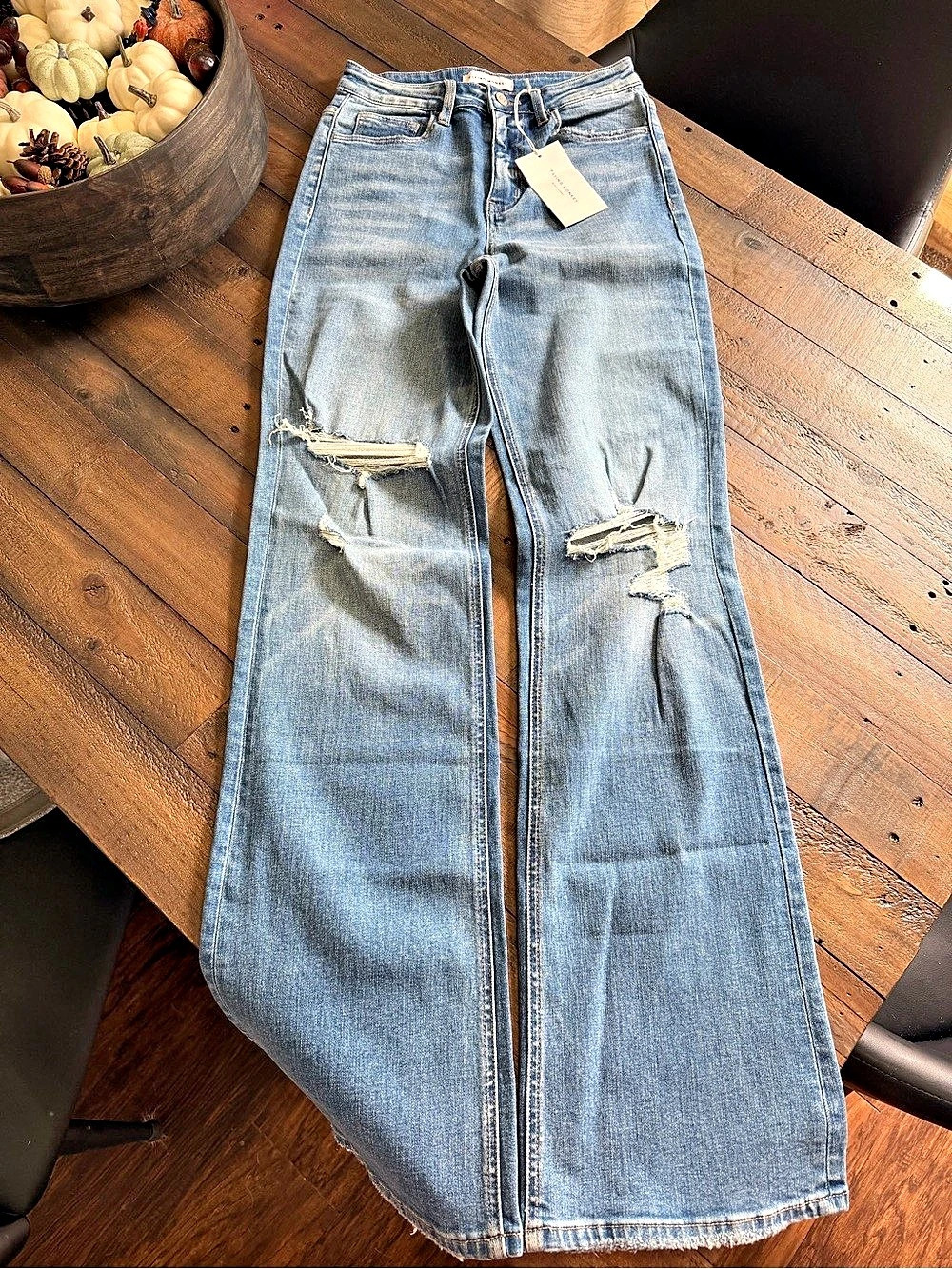 Flying Monkey Flare Jeans Distressed Blue Waist 27 NWT